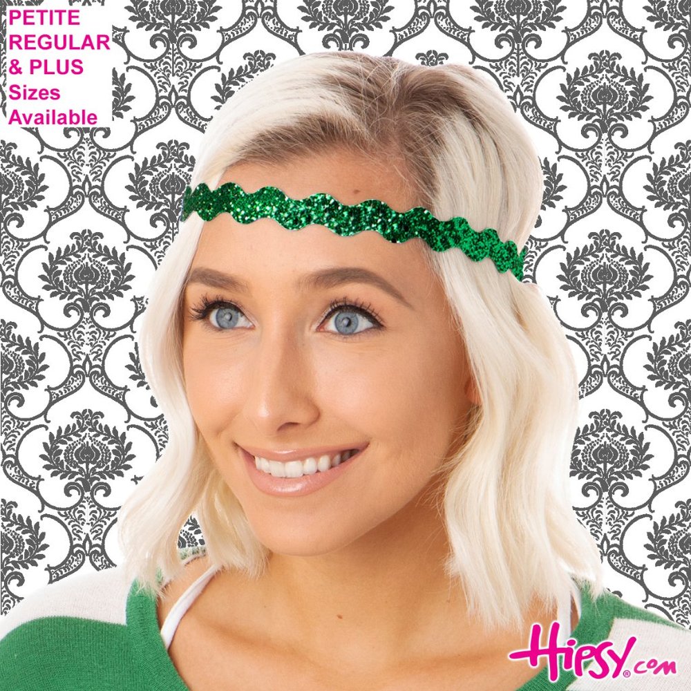 Hipsy Green Adjustable & No Slip Wave Bling Glitter Hair Headband